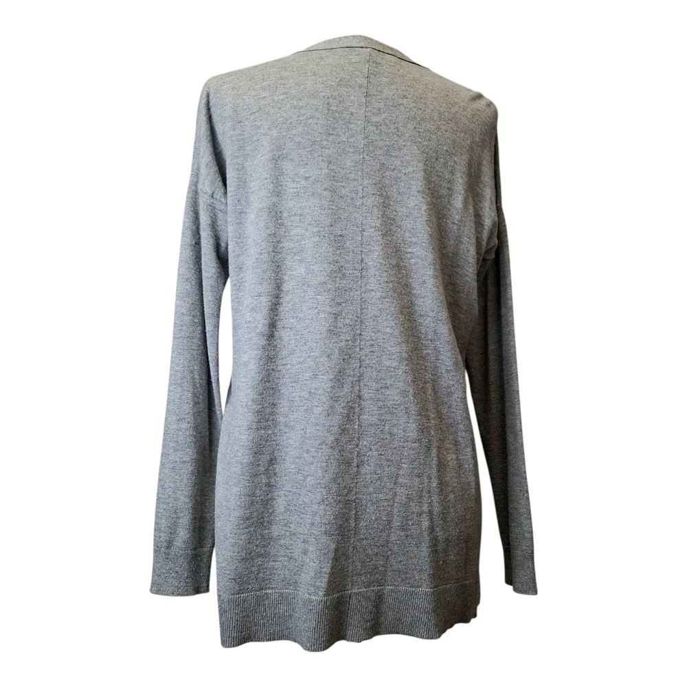 LOFT Women’s  Gray Wool Blend Long Sleeve V Neck  Cardigan Sweater S